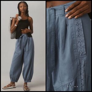 Anthropologie - Washed Eyelet Jogger Pants - Slate Blue M